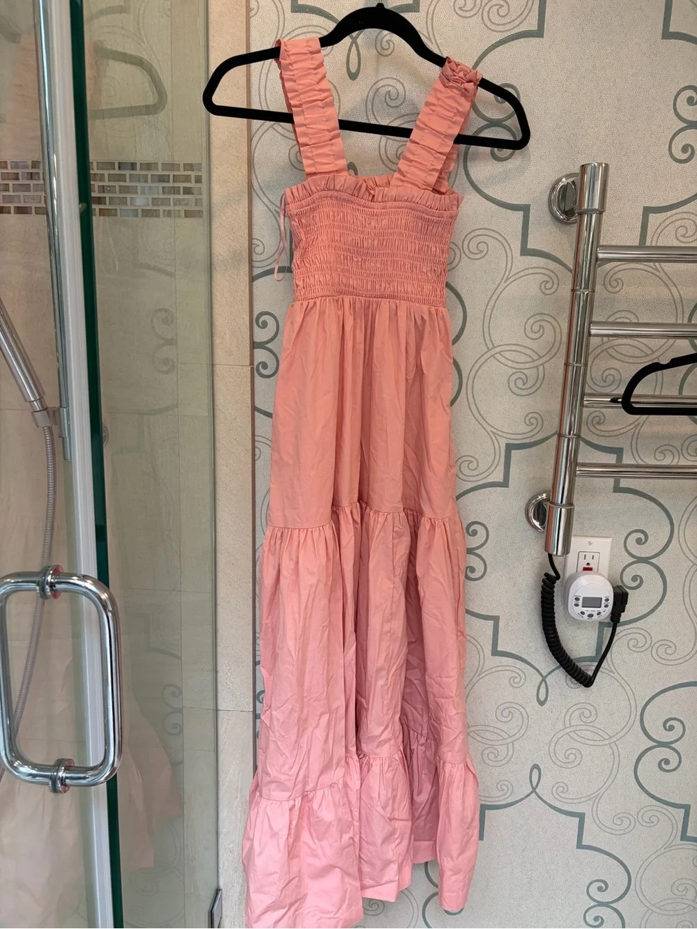 Abercrombie & Fitch coral pink Smocked Bodice Easy Maxi Dress